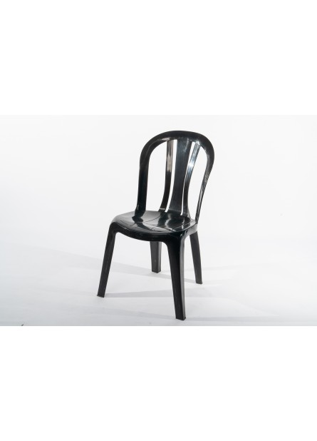 SILLA  FIJA PLASTICA NEGRA SIN BRAZOS